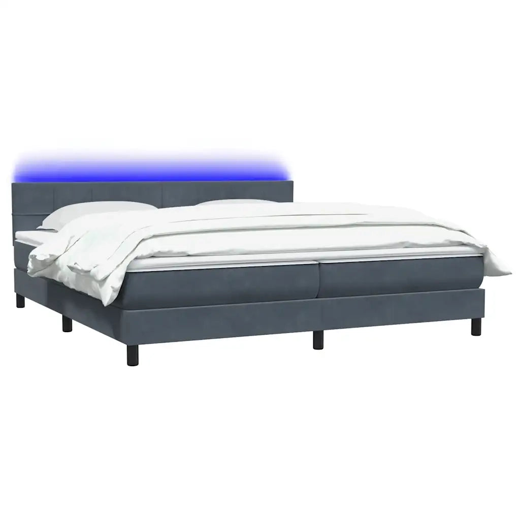 Letto a Molle con Materasso e LED Grigio Scuro 180x210 cm Velluto 3316894