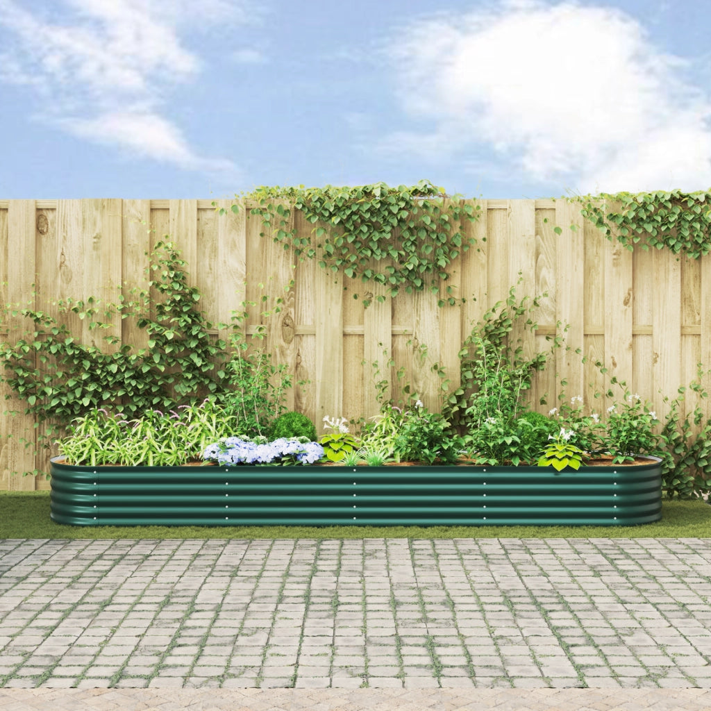 Letto da Giardino Rialzato Verde 400x80x44 cm in Acciaio Galvanizzato