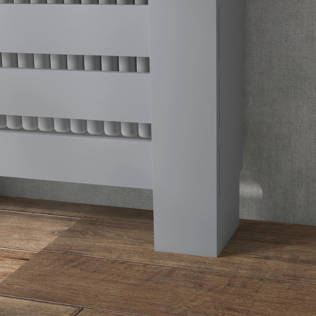 Copritermosifone a Doghe 78x19x95.5 cm Copricalorifero a Griglia con Cassetto in MDF Grigio