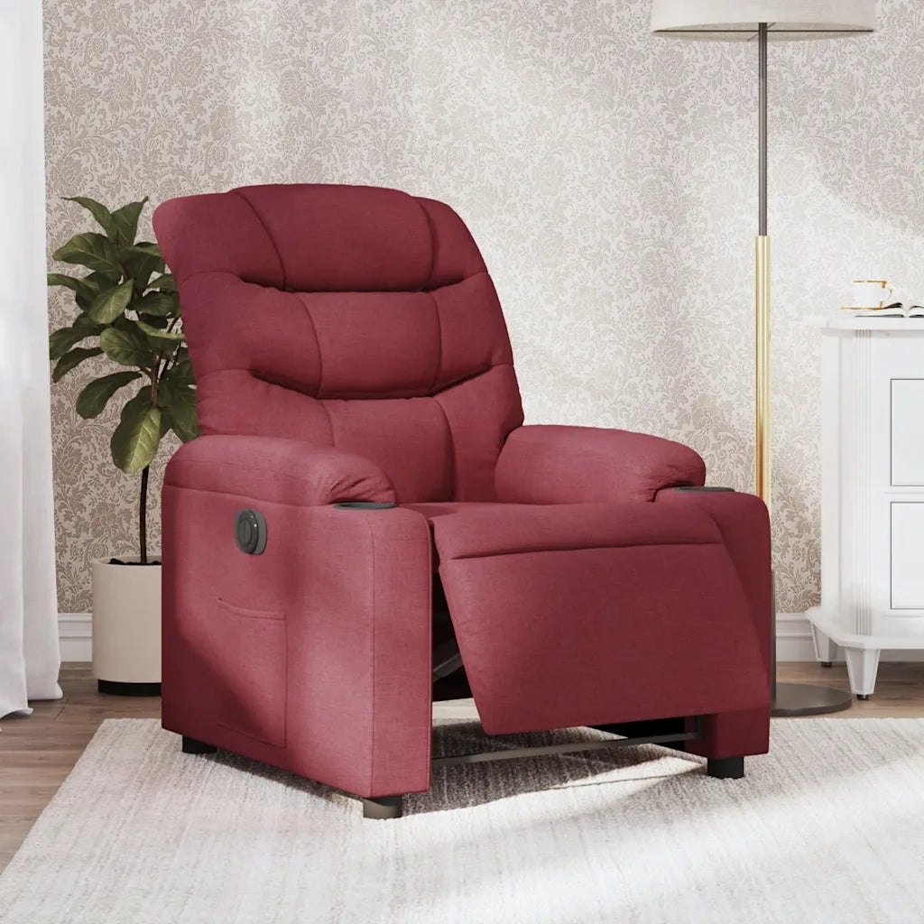 Poltrona | Sedia Relax Elettrica Reclinabile Rosso Vino in Tessuto