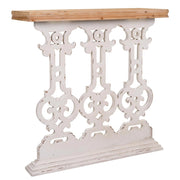 Mobile da ingresso in legno intagliato bianco 81x30x82h