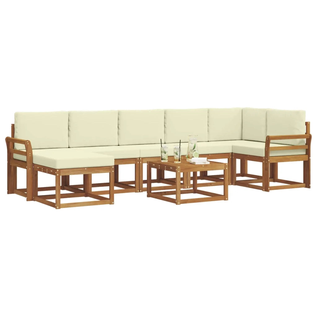 Set di divani da esterno con cuscino 8 pcs Naturale e Crema 3366743