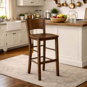 Sgabelli bar lucy in legno noce scuro h 73 con seduta massello x 2