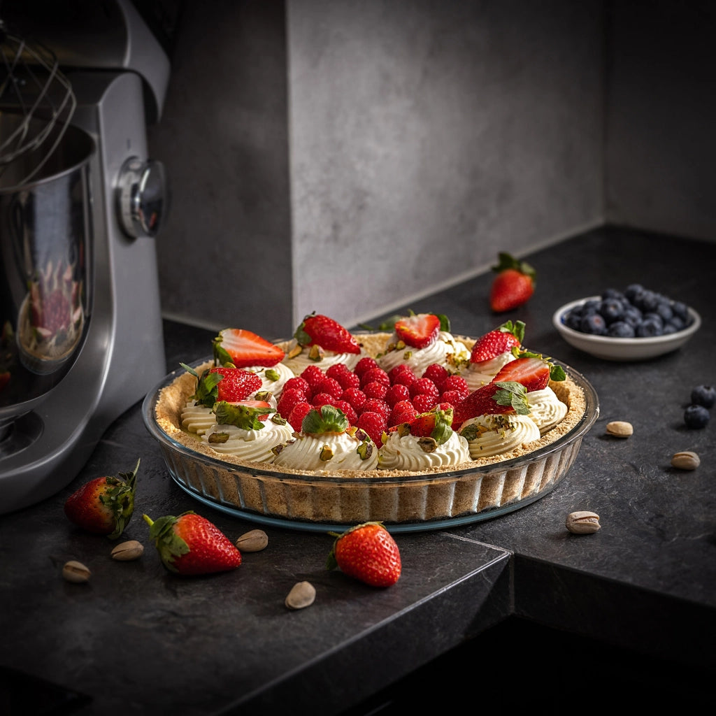 Teglia rotonda in vetro KADAX per pizza e crostate, resistente al forno, 28 cm