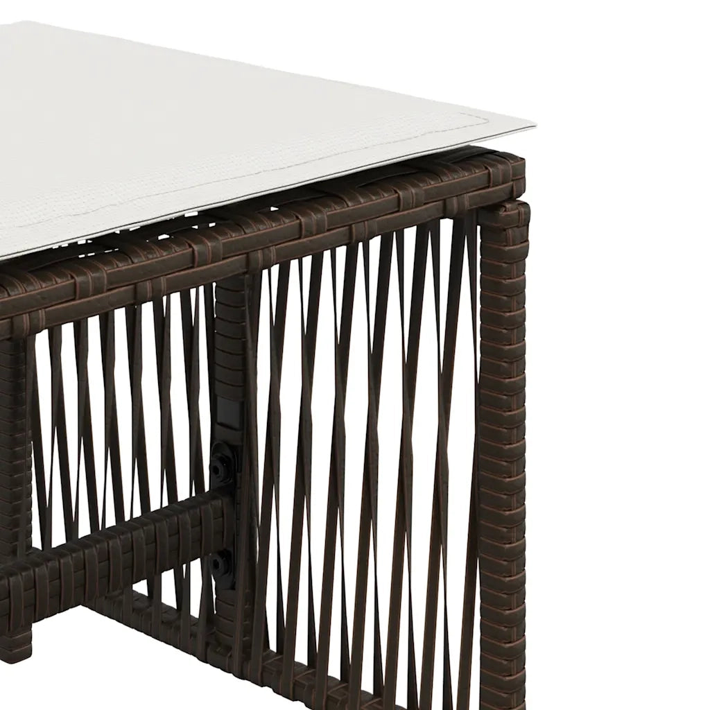 Sgabelli Giardino con Cuscini 4pz Marroni 41x41x36cm Polyrattan
