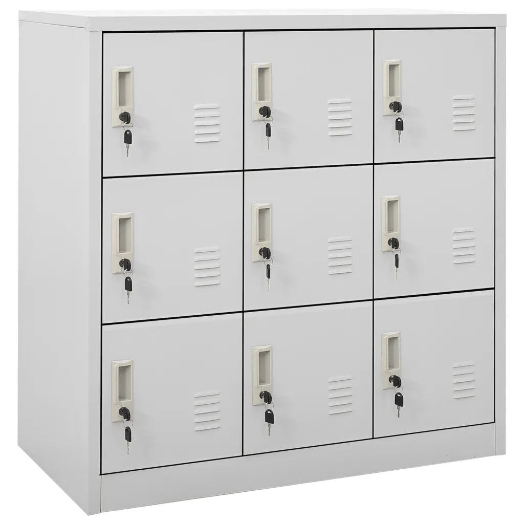 Armadietto contenitore moderno per ufficio 90 x 45 x 92,5 cm con serrature in acciaio grigio chiaro 02_0046927
