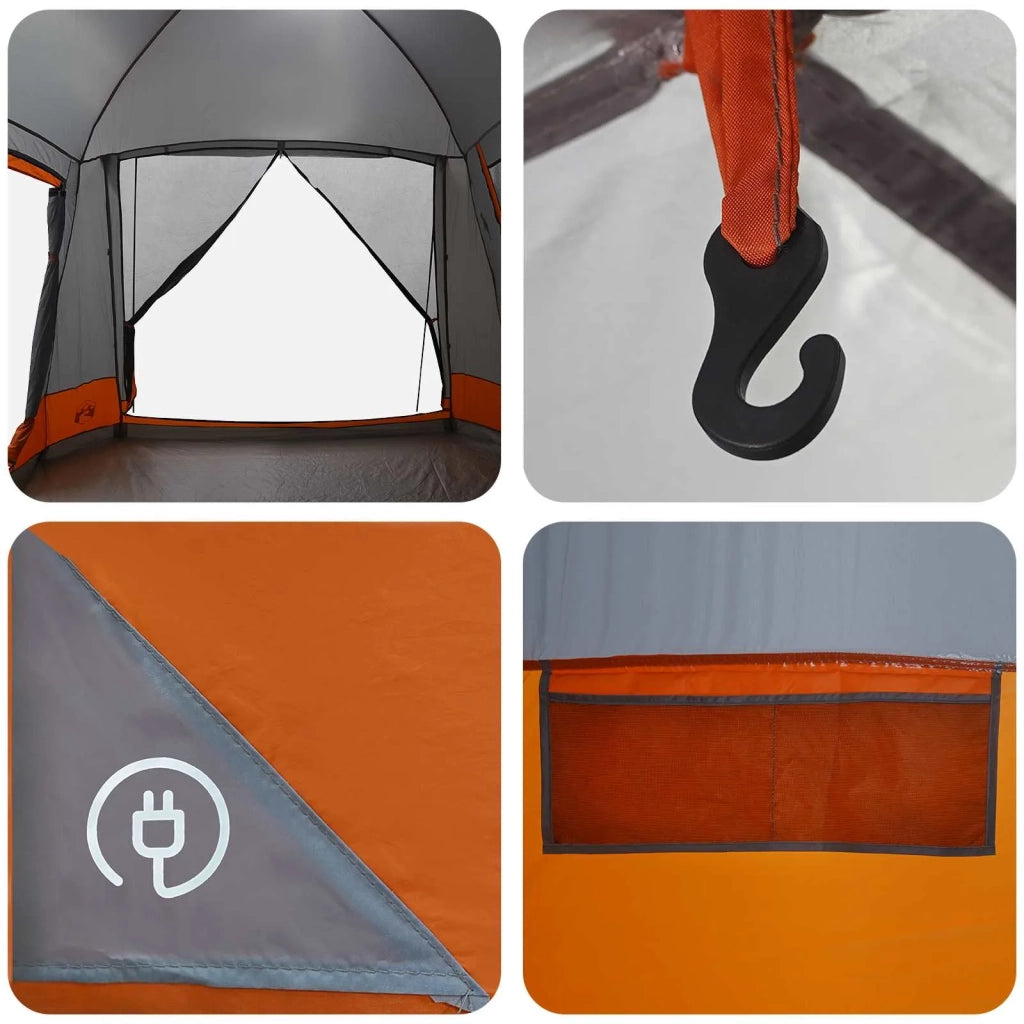 Tenda Capanna Grigio e arancione 8 persone Poliestere e Acciaio 42028577