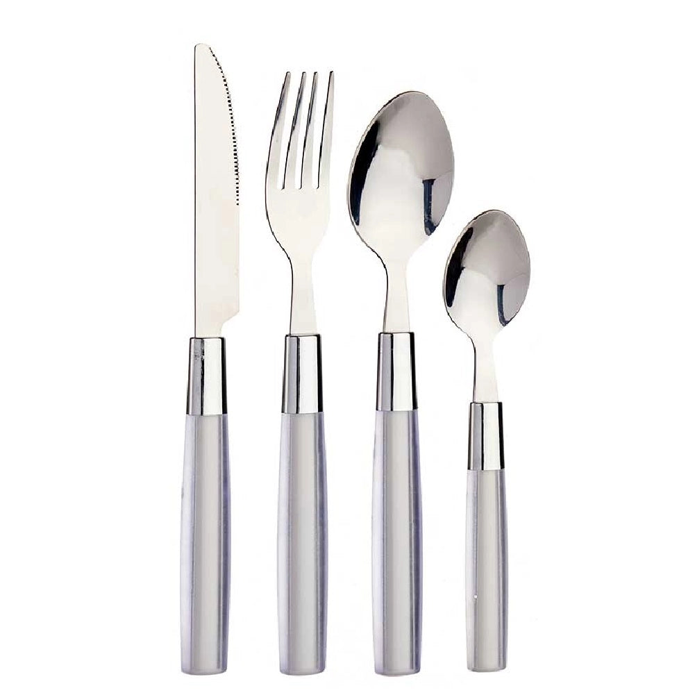 Kit 16 Posate Acciaio Manico Grigio con Supporto Scolaposate Design Moderno