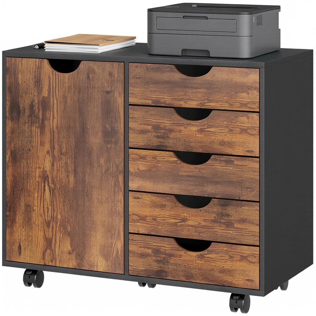 Scrivania con cassetti e ripiani ¨C zephmum ¨C marrone 78x40x66,5 cm