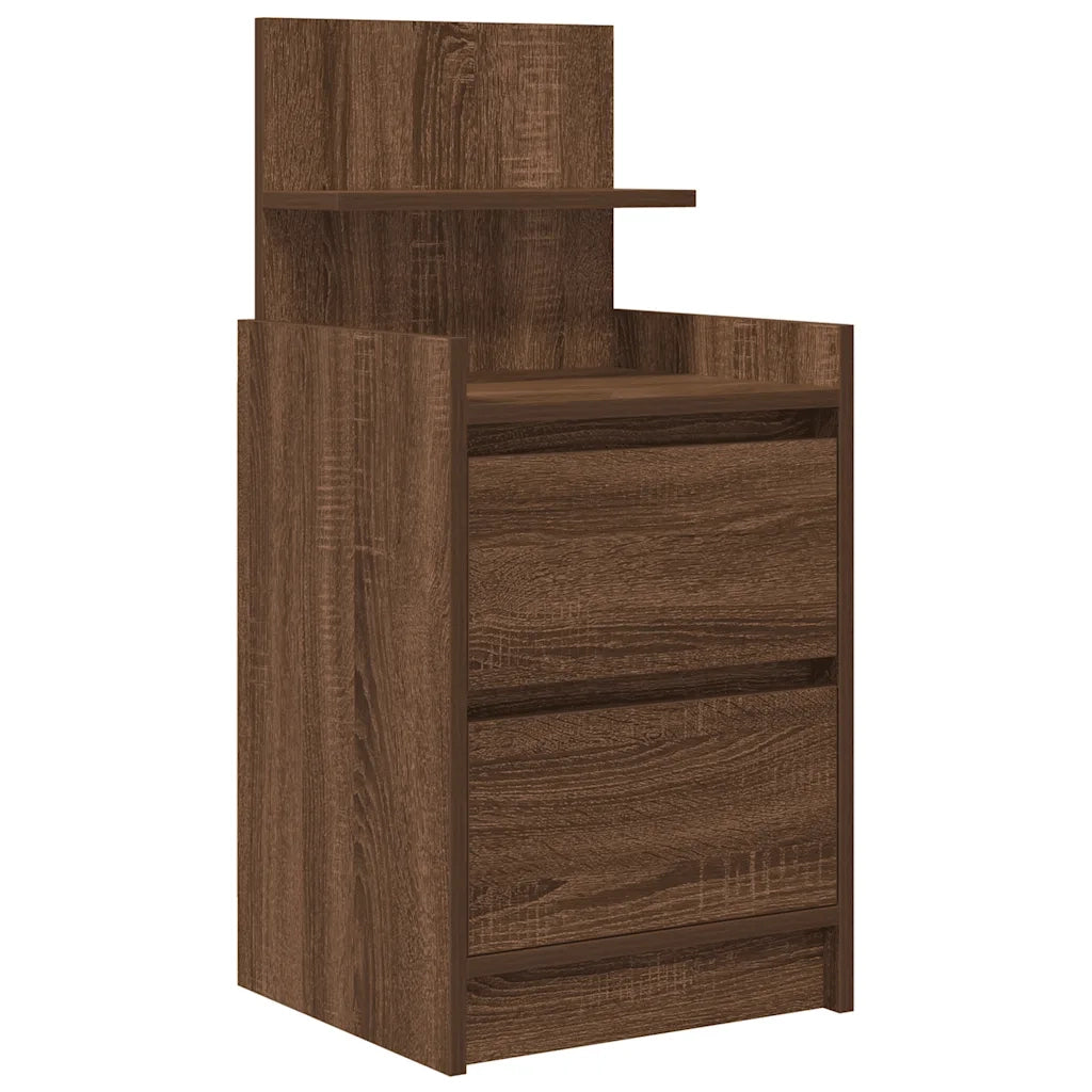 Comodino con 2 Cassetti Rovere Marrone 38x34x80 cm