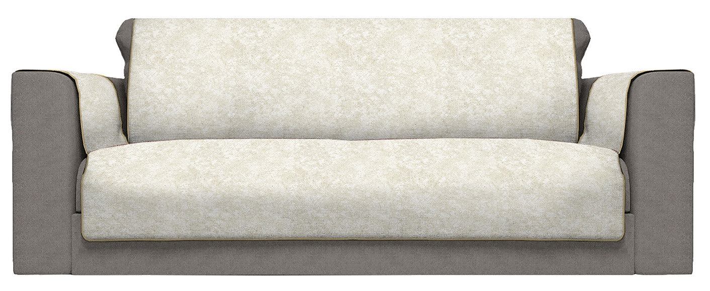 Copridivano con Copri Braccioli Seduta 125 cm in Poliestere e Cotone Panna