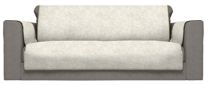 Copridivano con Copri Braccioli Seduta 60 cm in Poliestere e Cotone Panna