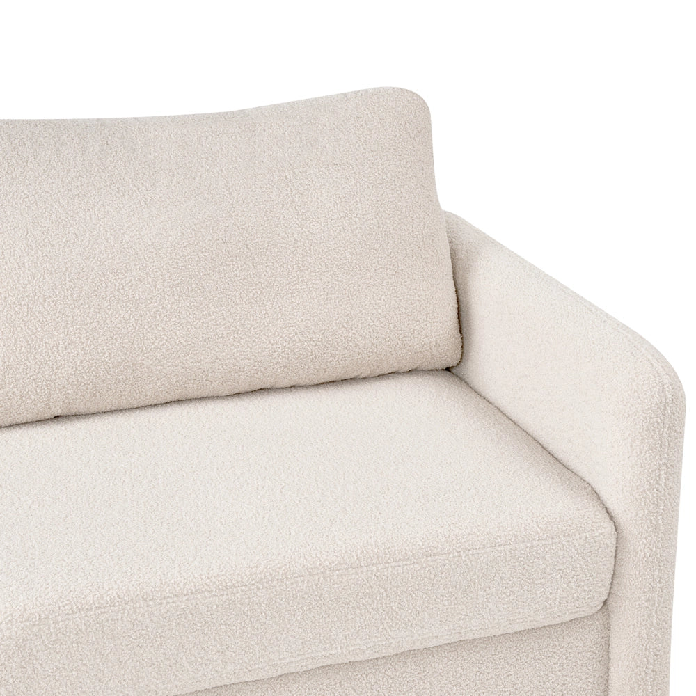 Divano a 3 posti rivestito in velluto a coste con poggiabraccia beige chiaro stile moderno soggiorno