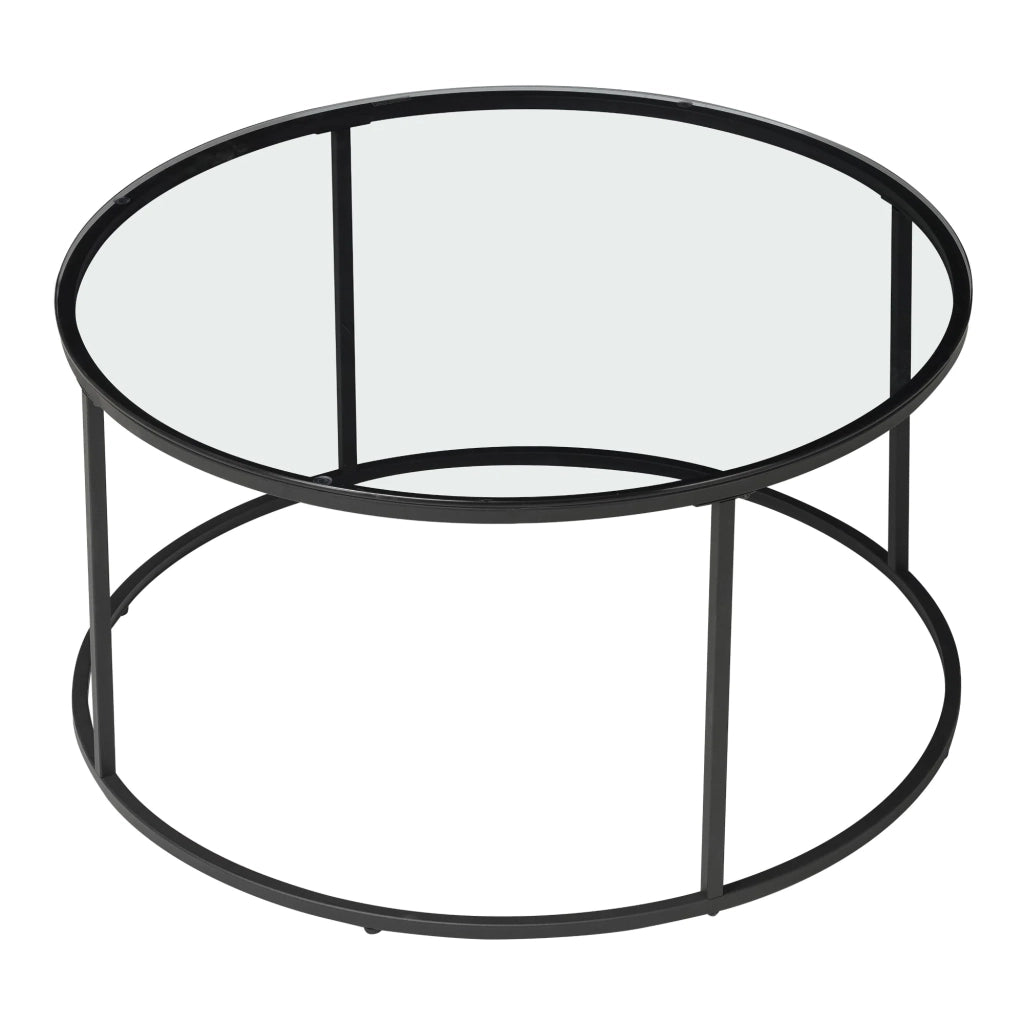Tavolino da caffè consolle tavolino laterale vetro temperato trasparente 45 x 80 cm nero 03_0010805