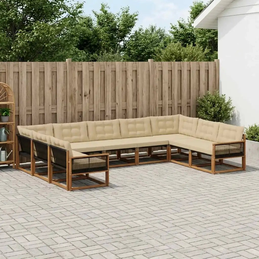 Set di divani da esterno con cuscino 9 pcs Naturale e Beige