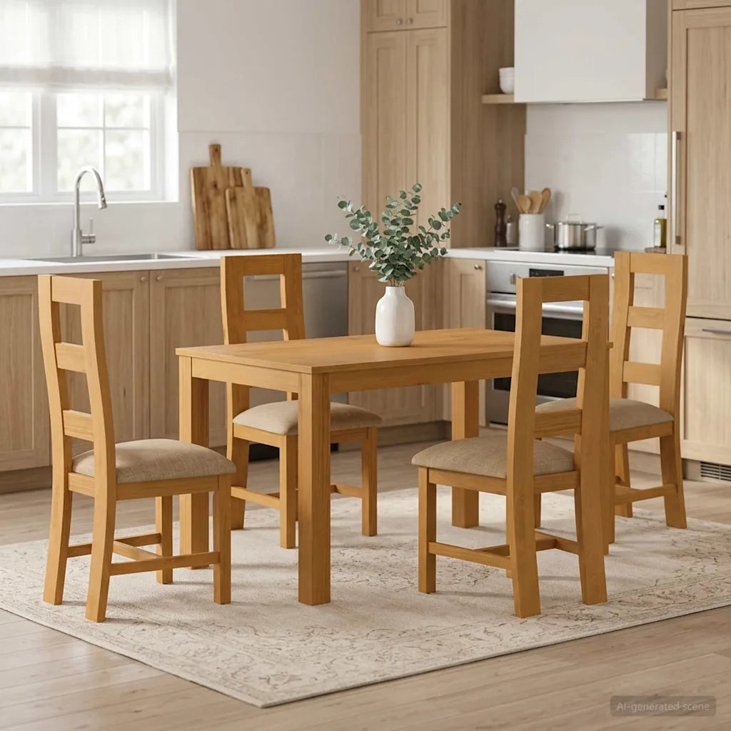 Set da pranzo 5 pz Beige Legno di Quercia Massello 3430360