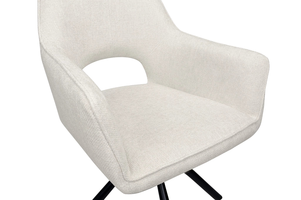 Sedia ufficio in tessuto, poltrona girevole beige – Alba