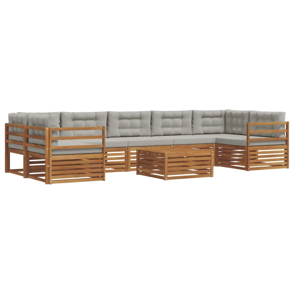 Set di divani da esterno 8 pcs Grigio Naturale e Chiaro