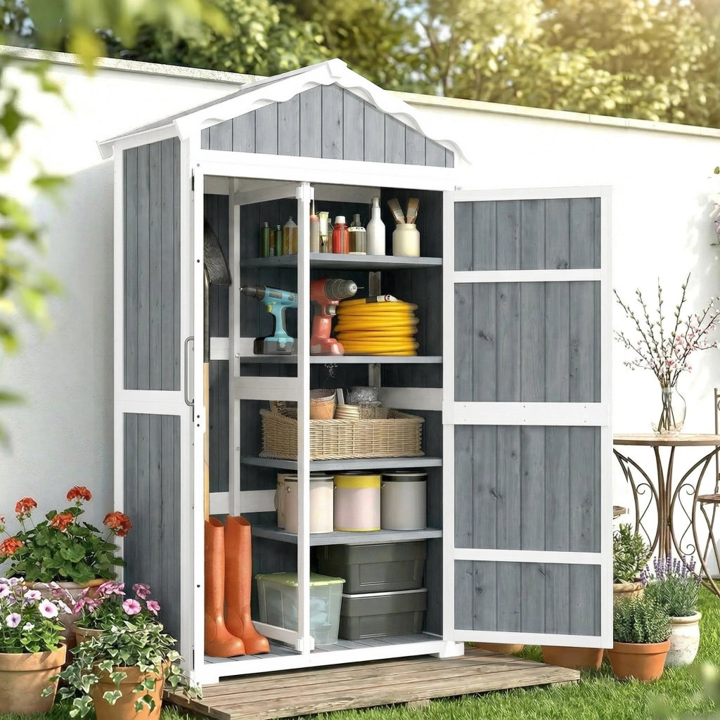 Armadio da Giardino in Legno ¨C zephmum ¨C Grigio 105x55x179 cm