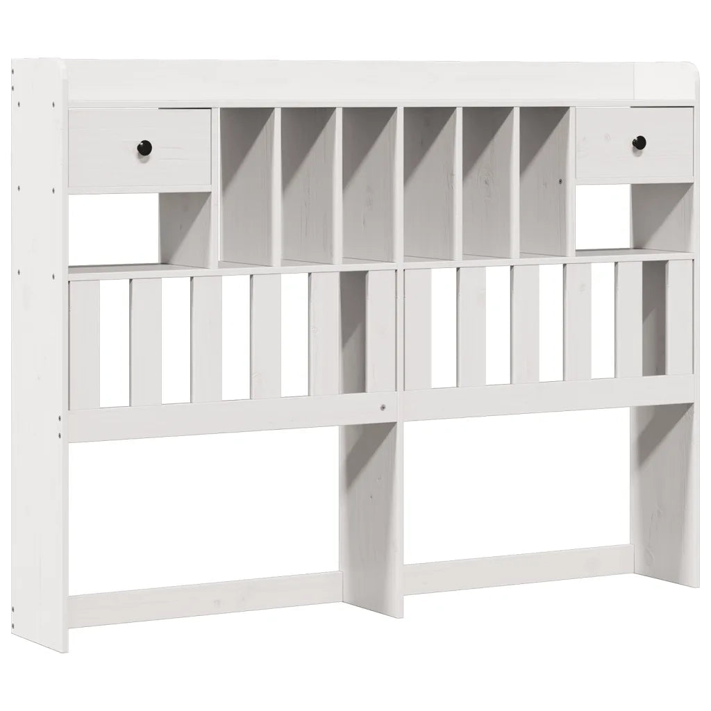 Letto Libreria senza Materasso-Struttura Letto con contenitore Bianco 150x200 cm Legno di Pino 986123
