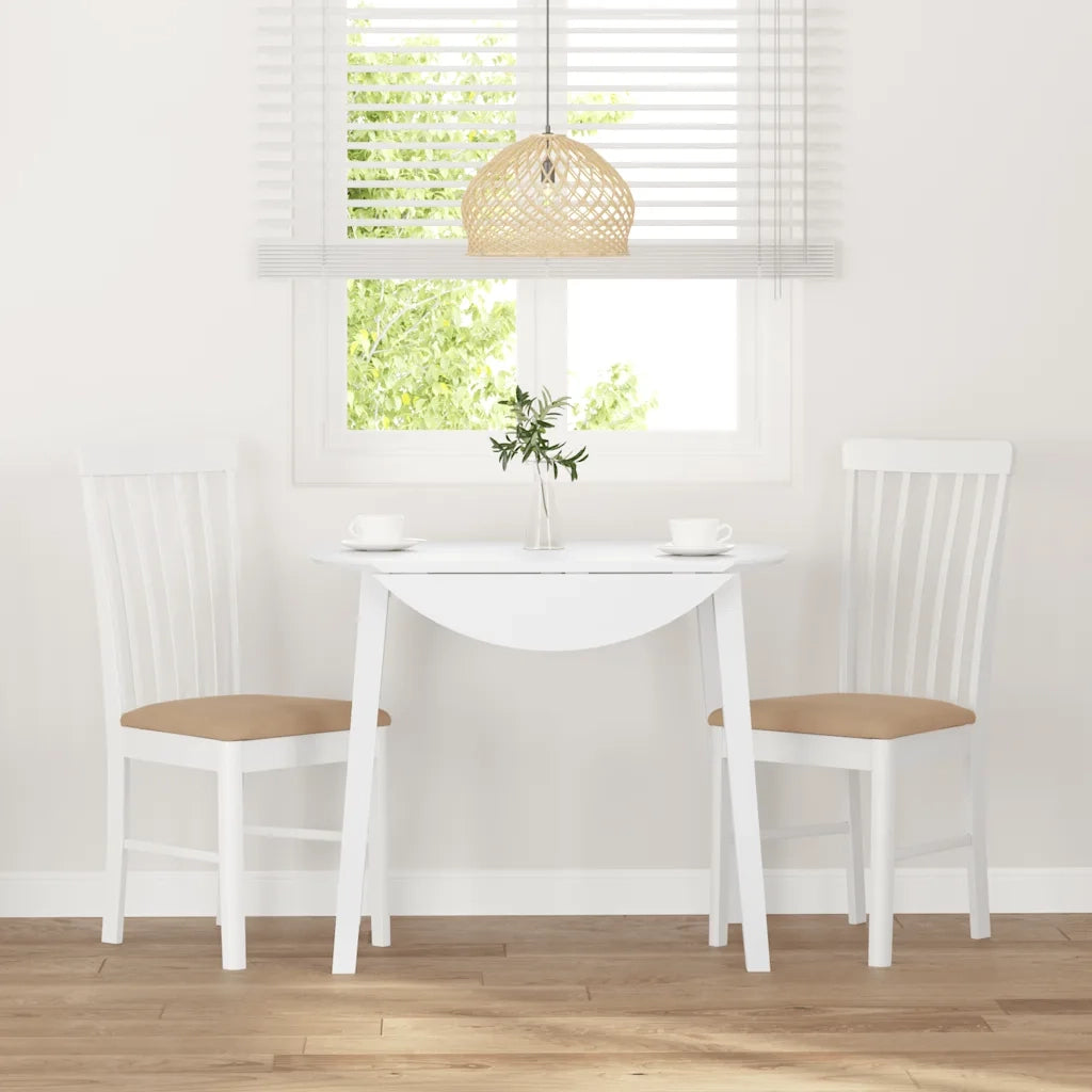 Sedie da Pranzo con Cuscini 2 pz Bianco Legno Massello di Hevea 4102506