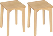 Sedie da Pranzo, Sedie in Legno Massiccio, Sgabelli Rettangolare, Sedie da Cucina, Legno Naturale, Portata Massima 120kg, 31x31x44,5cm, BH344ei-2