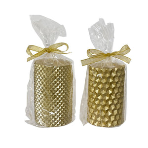CANDELA ORO PILLAR METALLIZZATA E GLITTERATA 10 CM 2 ASSORTIMENTI PREZZO CADUNO