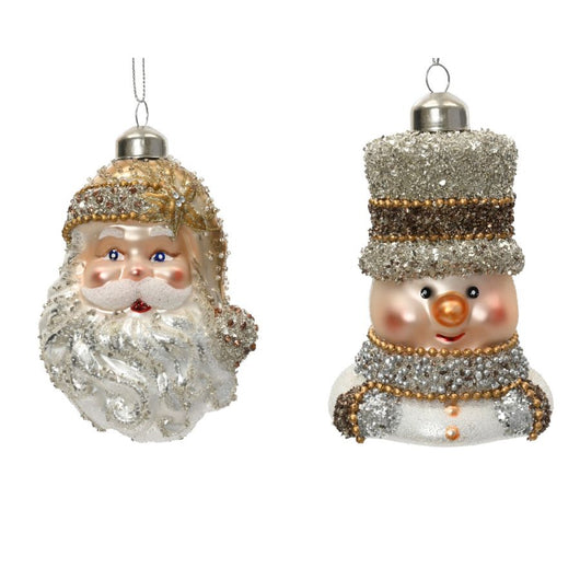 BABBO NATALE O PUPAZZO DI NEVE VETRO DECORAZIONE NATALIZIA 2ASS PREZZO CAD