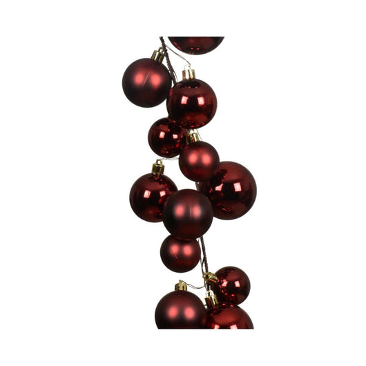 GHIRLANDA NATALIZIA CON PALLINE VINACCIA OPACHE E LUCIDE 180CM INFRANGIBILE KAEK