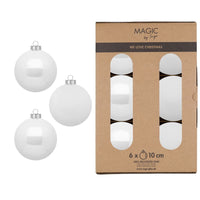 CONFEZIONE 6 PALLINE BIANCO PURE IN VETRO DIAMETRO 10CM