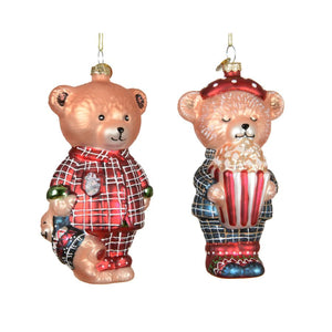 ORSO NATALIZIO IN VETRO DECORAZIONE DA APPENDERE 2 ASSORTITI 13 CM KAEMINGK