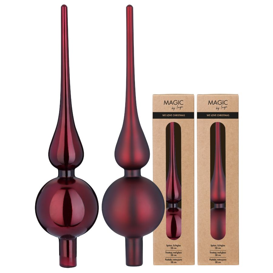 PUNTALE PER ALBERO BORDEAUX IN VETRO 28 CM PREZZO CADUNO INDICARE IL MODELLO