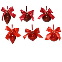 PALLINA NATALIZIA VETRO LUCIDO 8CM CON FIOCCO RASO 6 COLORI KAEMINGK