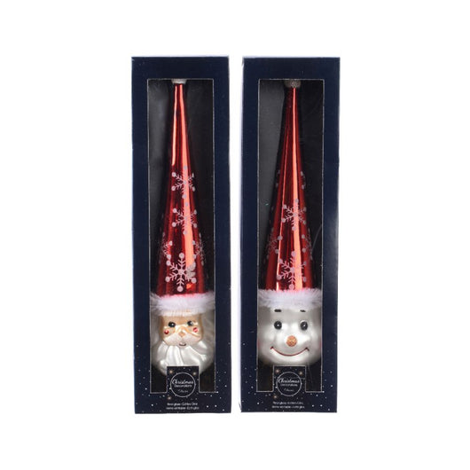 PUNTALE IN VETRO BABBO NATALE O PUPAZZO DI NEVE 30CM KAEMINGK ASS PREZZO CAD