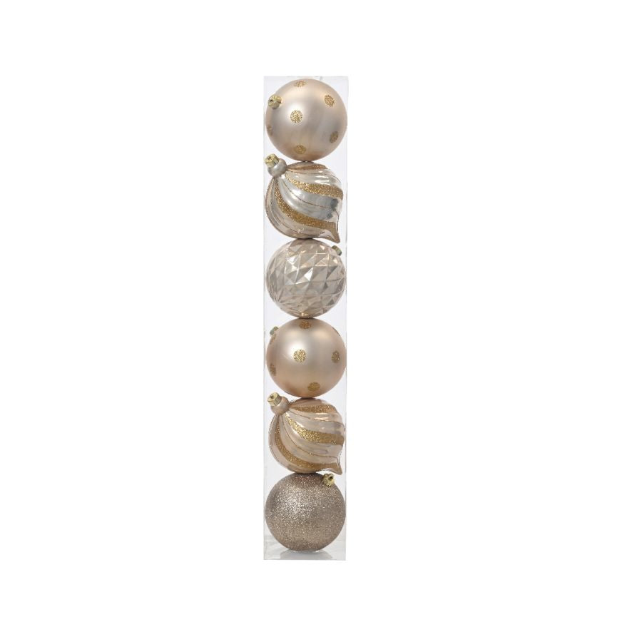 PALLINE NATALIZIE GRANDI CHAMPAGNE 15CM INFRANGIBILI KAEMINGK SET 6 PEZZI