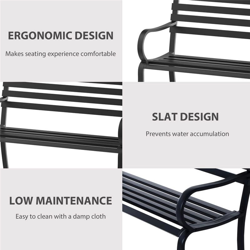 PANCHINA DA GIARDINO IN METALLO 127 X 62 X 82CM COLORE NERO
