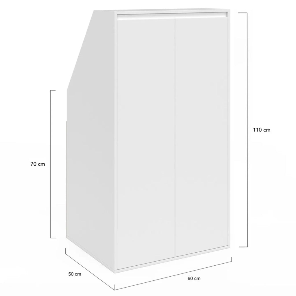 IDMarket - TOMI Armadio a 2 ante inclinate 60 x 50 x 110/70 cm bianco