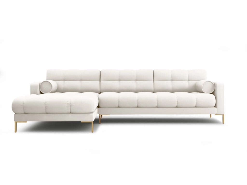 Cosmopolitan Design - Divano angolare sinistro "Bali" 5 posti in tessuto strutturato beige chiaro 