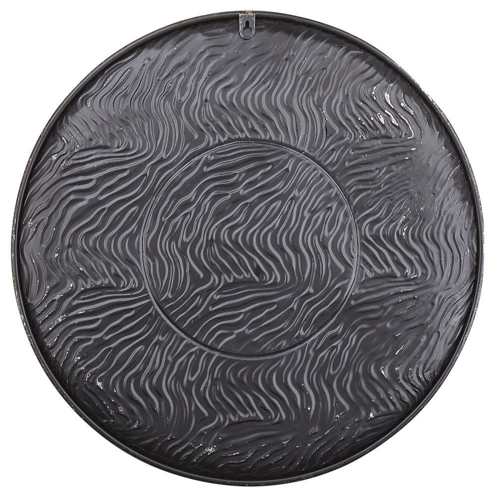 Vassoio Decorativo Metallo Argento Effetto Rotondo 49 cm Retro Glamour