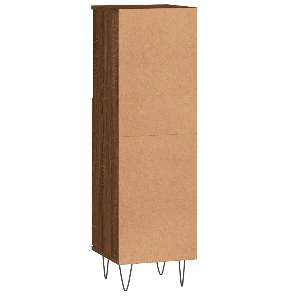 Armadietto Bagno | Armadio da bagno Rovere Marrone 30x30x100 cm Legno Multistrato