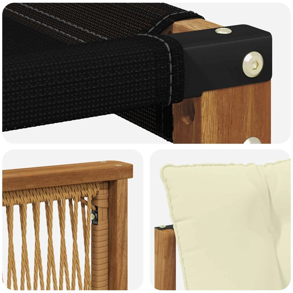 Set di divani da esterno-Sofa da giardino Legno di Acacia Massello e Textilene 917781