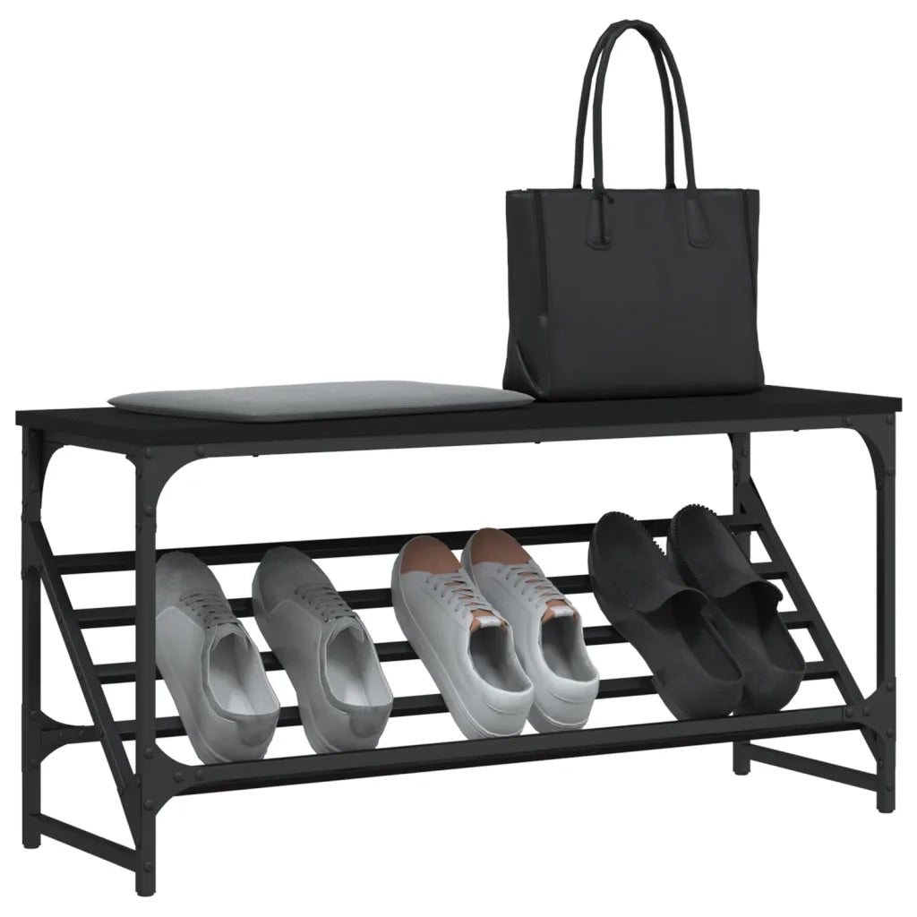 Scarpiera Nera 90x30x45 cm in Legno Multistrato 833418