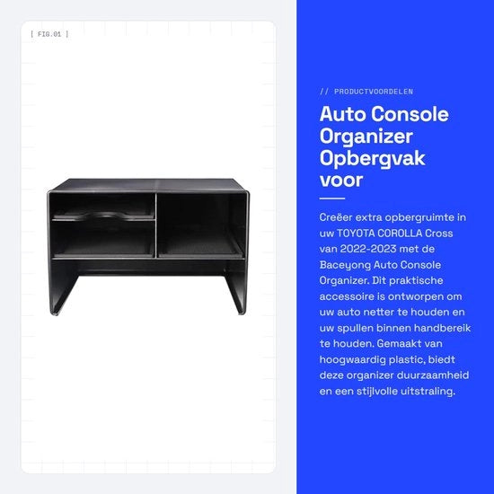 Organizzatore di Console di Alta Qualità in Plastica - Organizzatore Auto per Sedile Posteriore - Organizzatore Auto per Bagagliaio - Contenitore Rifiuti Auto - Adatto per T0Y0TA C0R0LLA Cross 2022-2023 - Sostenibile e Ecocompatibile