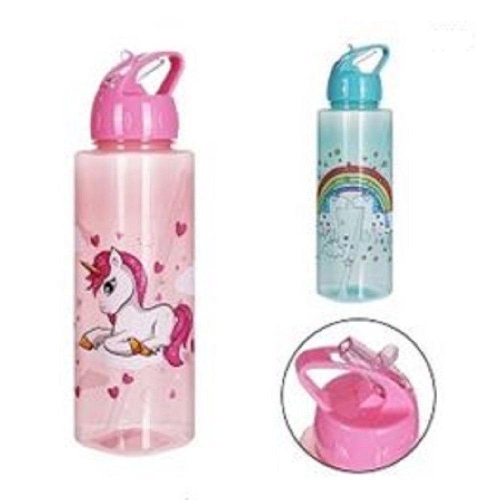 Trade Shop - Borraccia In Plastica Capacita' 750 Ml Design Unicorno 7x25cm 2 Modelli 0214164 -