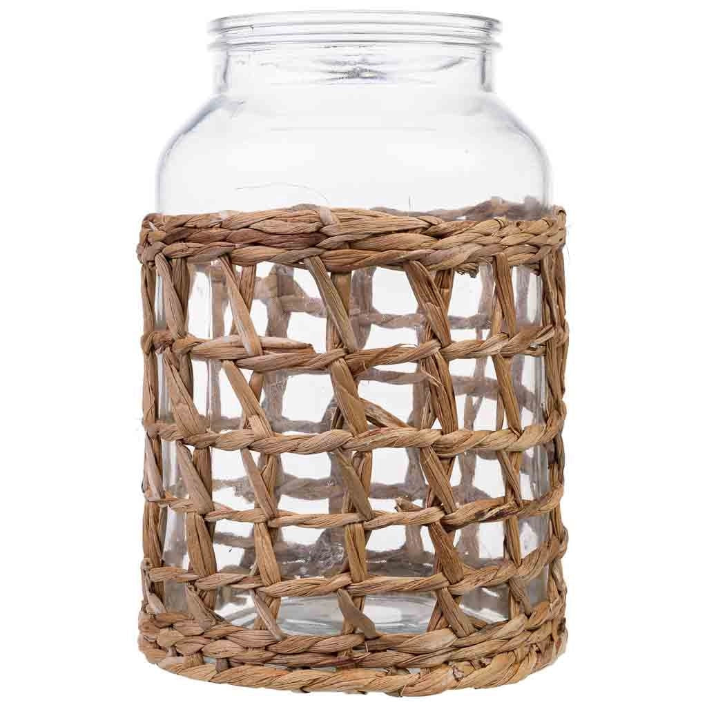 Vaso in vetro rivestito in fibre naturali D16x25h cm