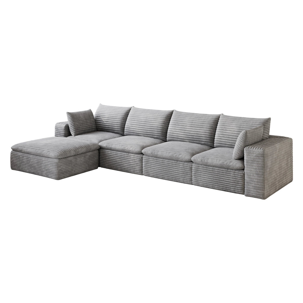 Divano Cloud 340 cm in Tessuto a Coste ¨C MINIMAL ¨C Grigio Scuro, Imbottito, Senza Montaggio