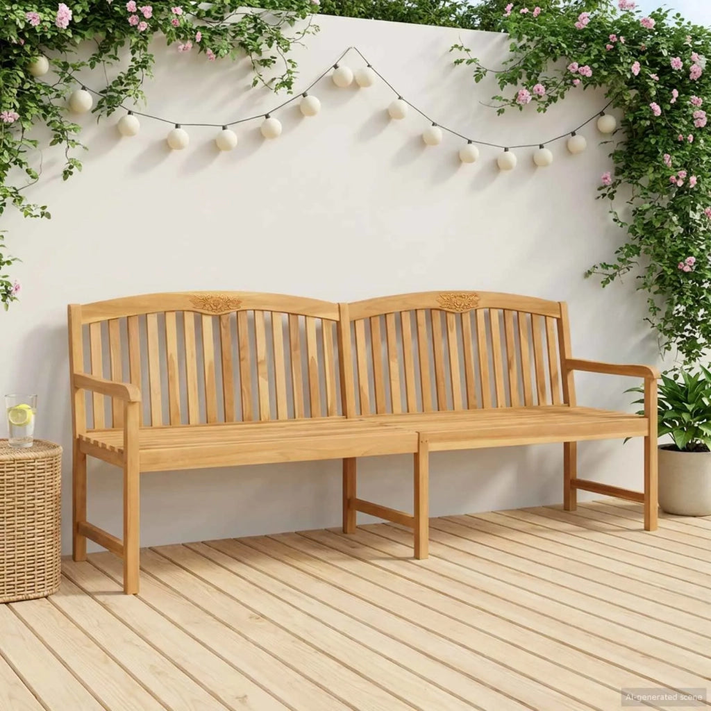 Panchina in legno intagliata a mano Naturale 228 x 60 x 90 cm
