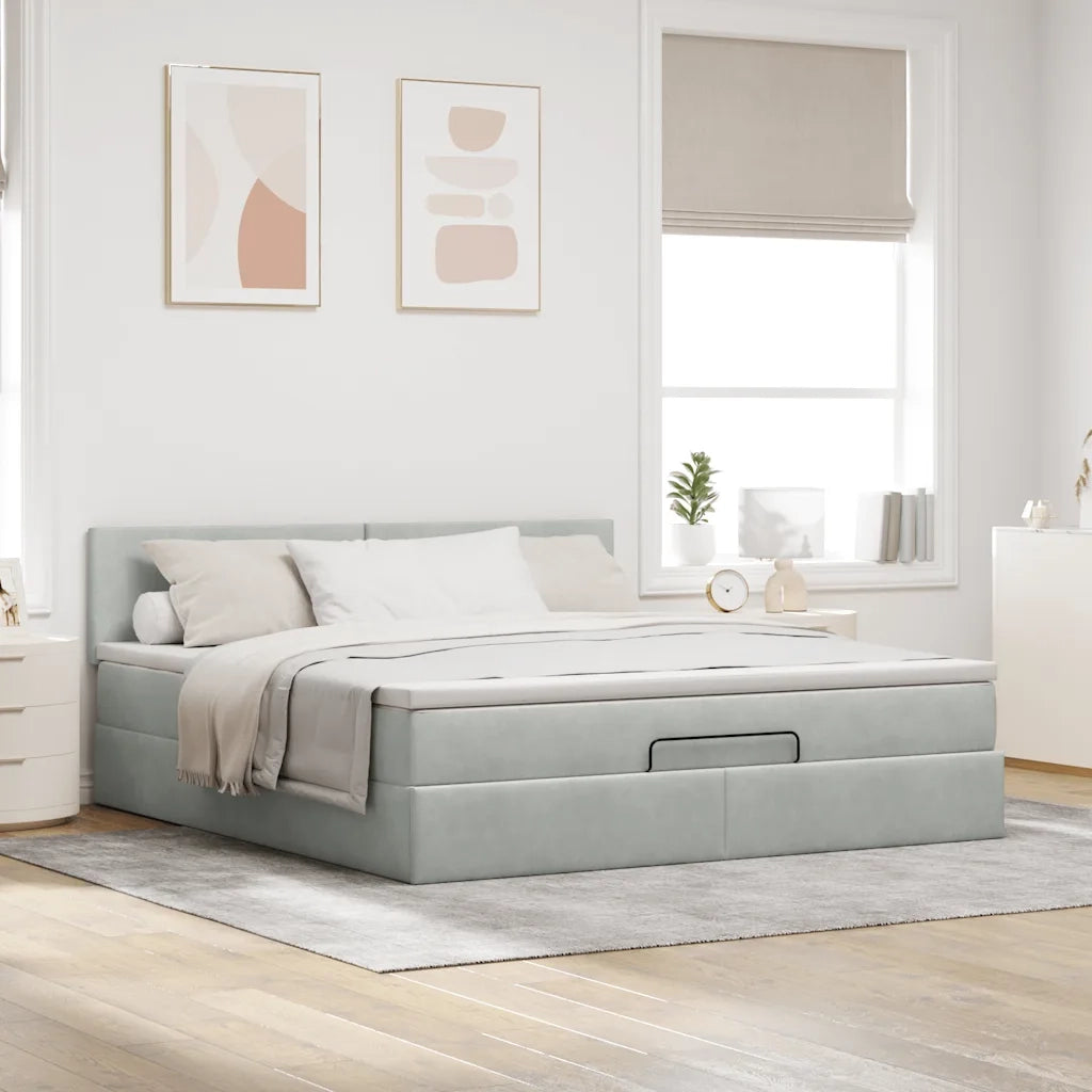Struttura Letto Pouf con Materasso 160x200 cm in Velluto 3311711