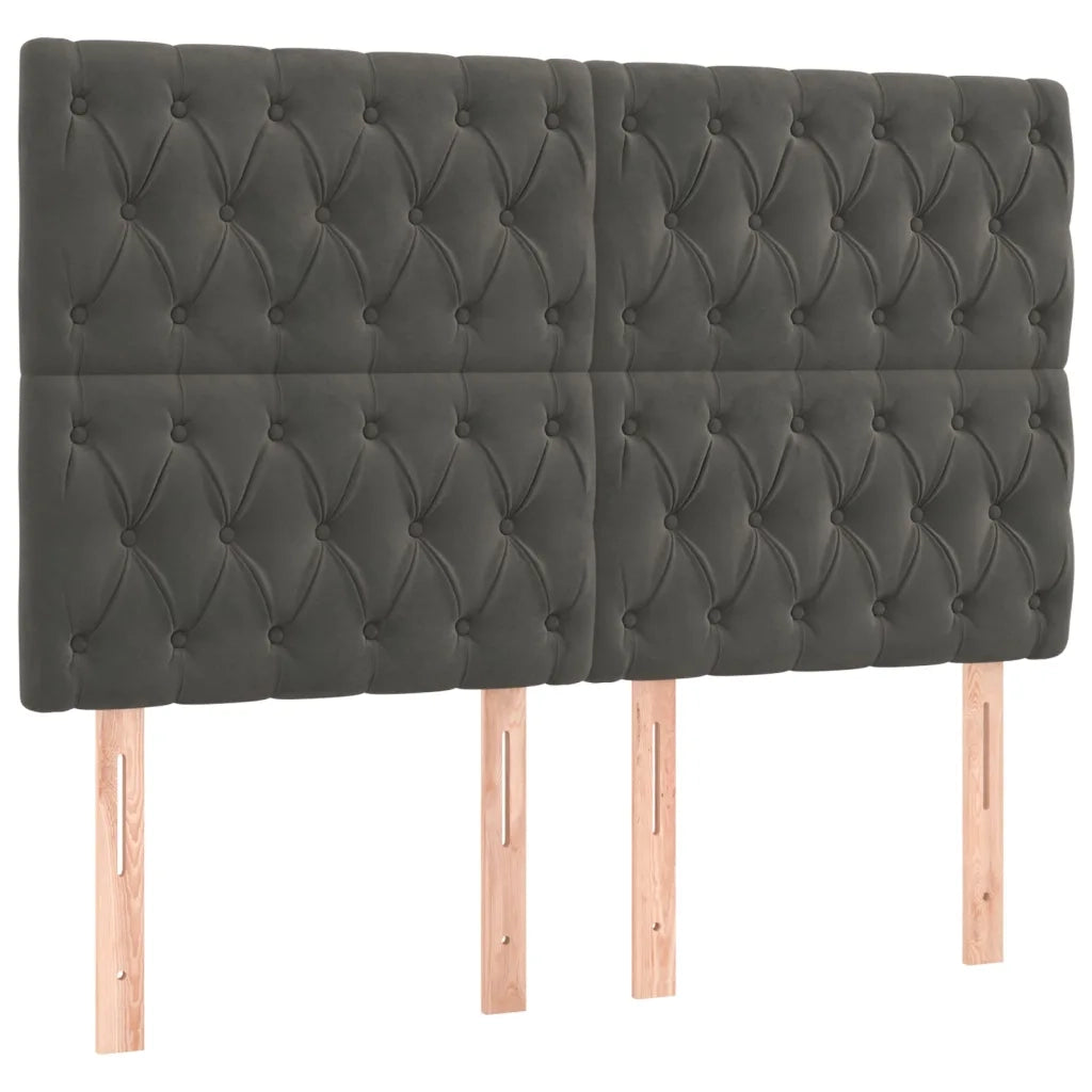 Testiera-Testata Decorativa Grigio Scuro 160x7x118/128 cm Velluto
