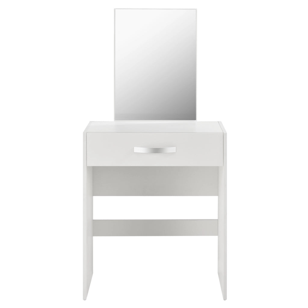 Tavolo da Trucco Reykjavik con Specchio Cassetto e Sgabello - Bianco [en.casa]